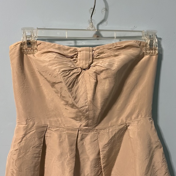 J Crew Formal Party Silk Dress Golden Tan Side Pockets Size 0p - Picture 2 of 6